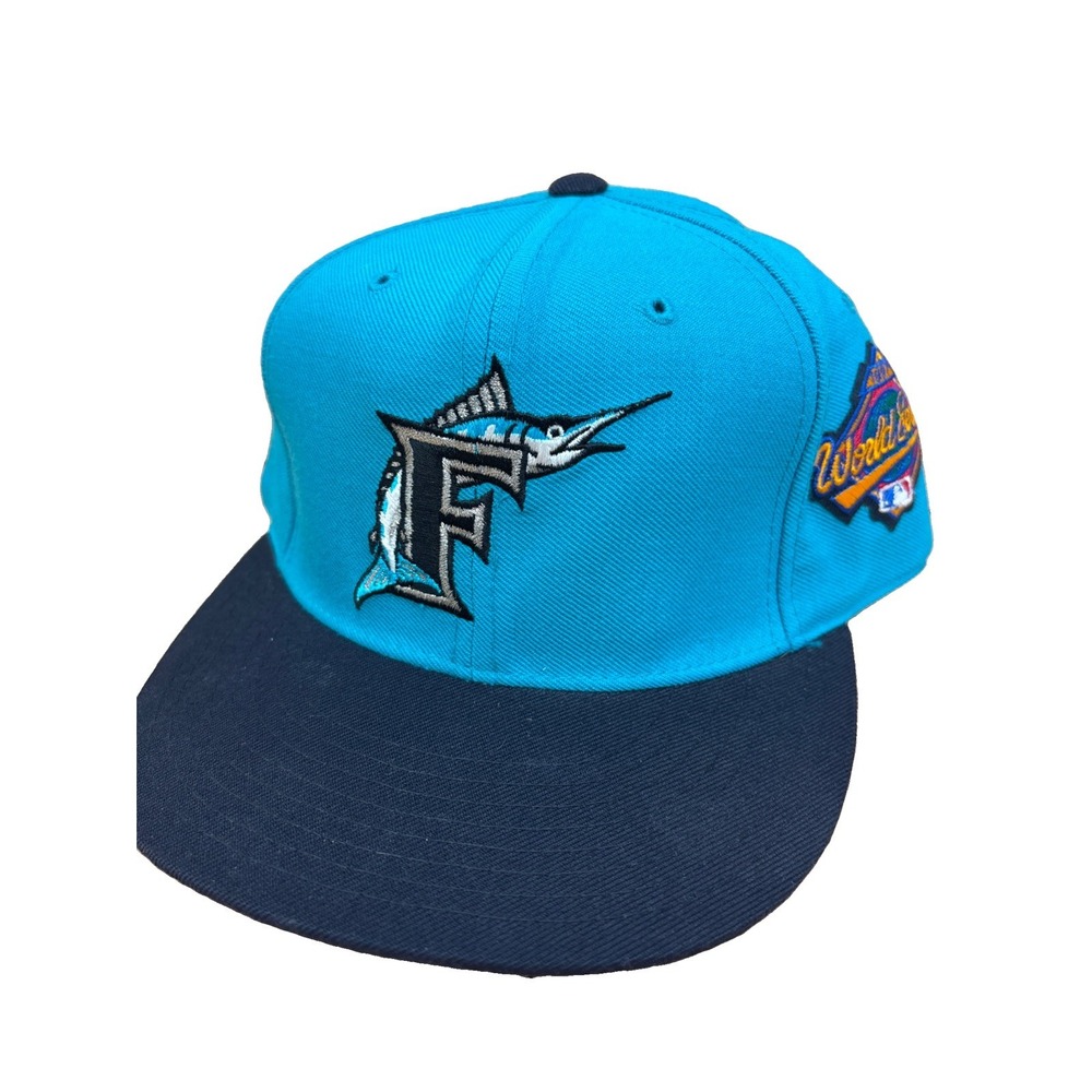 Vintage Florida Marlins NEW ERA Teal World Series 1997 Diamond Sz 7 1/4 Wool Hat
